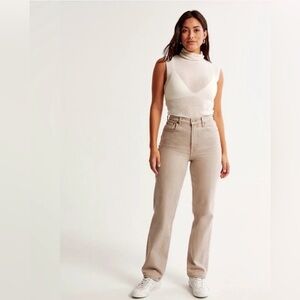Abercrombie & Fitch Tan High-Rise Straight Jeans